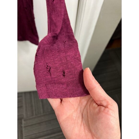 Iro Marvina Shirt Red Burgundy Distressed Linen Knit Long Sleeve Top - Picture 5 of 8